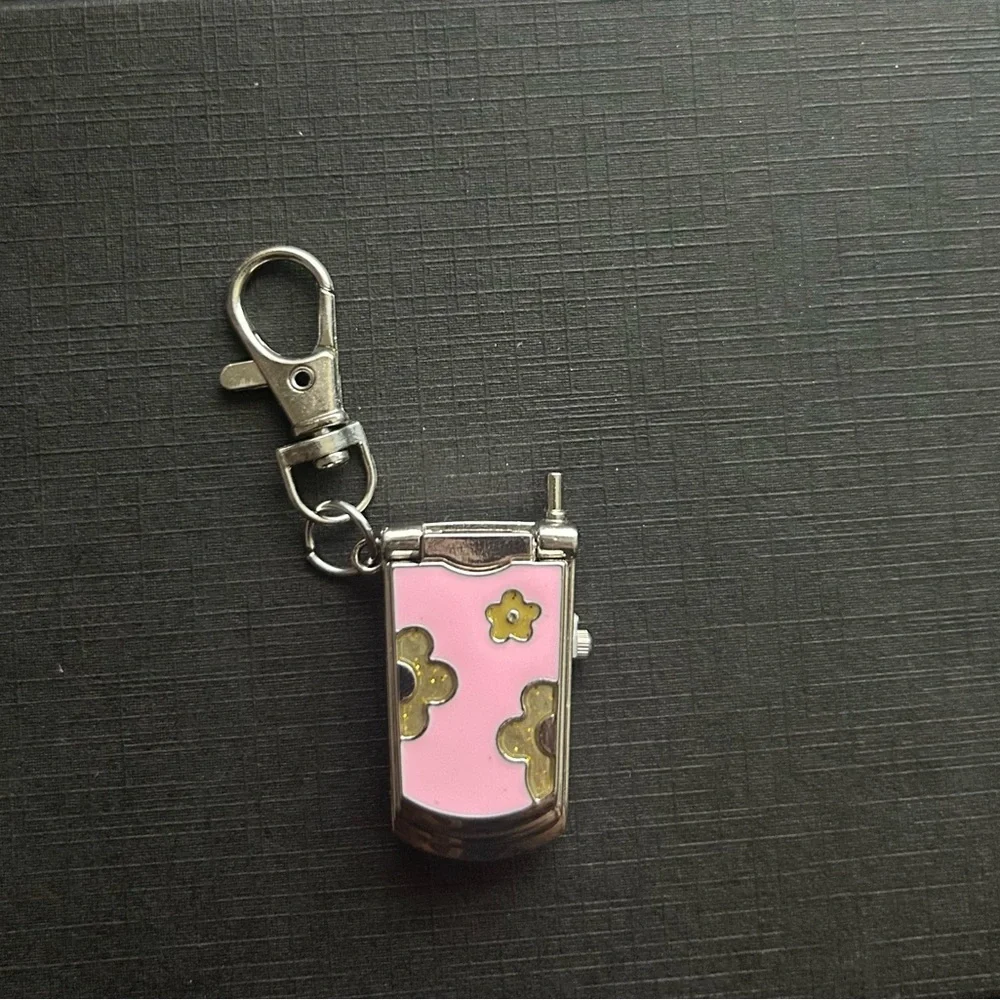 Pink Y2K Flip Phone Watch Keychain
